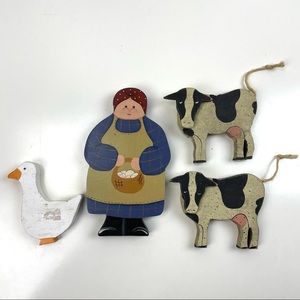 Tender Heart Treasures Wood Farmer, Cows and Ducks